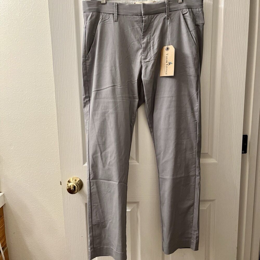 Tailor Vintage 36x30 Canaan‎ Slim Fit Performance Tech Pant Rayon Cement $108